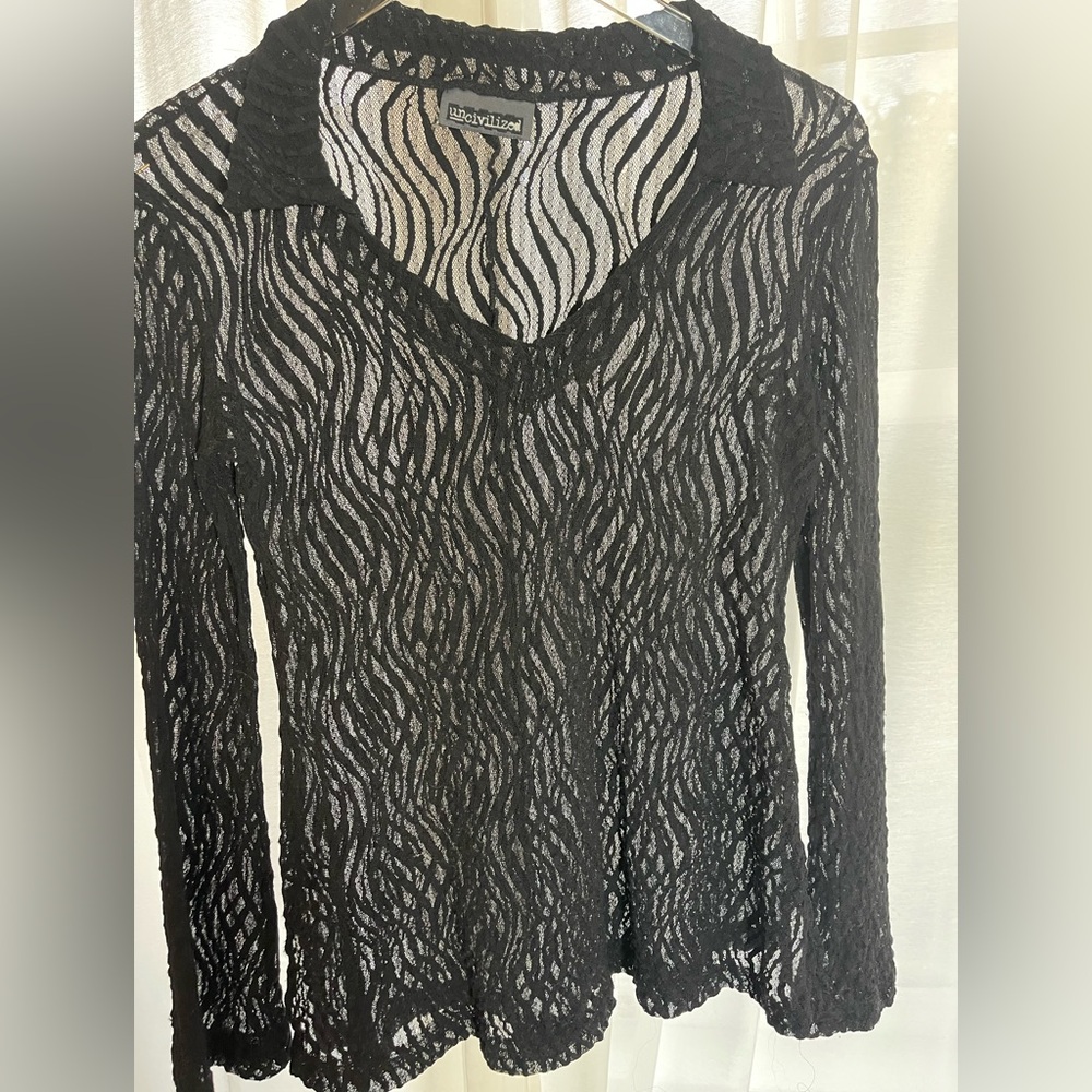 Sheer Bell Sleeves 90s Fitted Top L